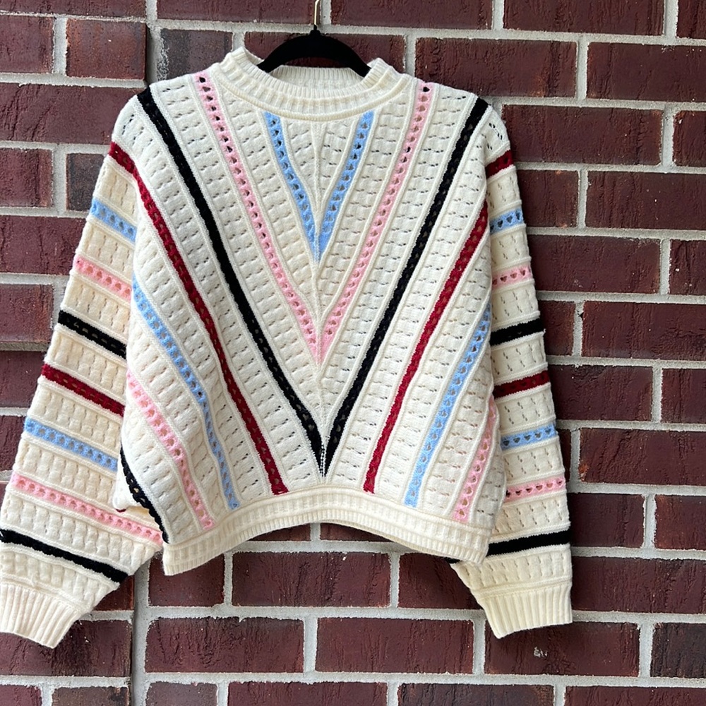 &merci stripe crew neck knit sweater - Picture 3 of 12